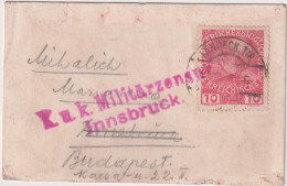 * AUSTRIA (EMPIRE) > 1900 POSTAL HISTORY > Censored Petit Card From Innsbruck To Budapest, Hungary - Brieven En Documenten