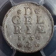 Netherlands 1/2 0.5 Duit Gelderland 1756 Silver Scarce PCGS XF 45 - Monete Provinciali