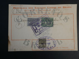 DP18 BRAZIL BELLE CARTE RECIBO  1922 DORUMBA+ AFFRAN. INTERESSANT++ - Cartas & Documentos
