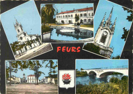 42 - Feurs - Multivues - Blasons - Carte Dentelée - CPSM Grand Format - Voir Scans Recto-Verso - Feurs