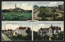 AK Chemnitz, Rosarium Im Stadtpark, Von Zimmermannsches Sanatorium Und Städtisches Krankenhaus  - Chemnitz