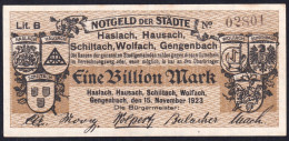 Deutschland, Germany - Haslach, Hausach, Schiltach, Wolfach, Gengenbach - 1 Billion Mark - 15.11.1923 - 1 Billion Mark