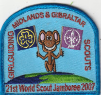 GIRLGUIDING SCOUTS  -  MIDLANDS & GIBRALTAR  - 21st WORLD SCOUT JAMBOREE 2007SCOUT, SCOUTISME, JAMBOREE  --  OLD PATCH - Scouting