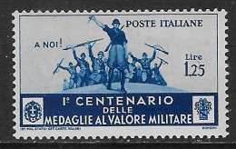 Italia Italy 1934 Regno Medaglie Valor Militare L1.25 Sa N.373 Nuovo MH * - Mint/hinged