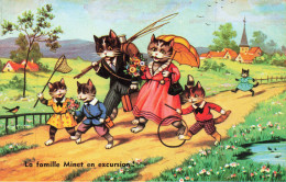ANIMAUX HABILLES _S29189_ La Famille Minet En Excursion - Chats Chatons - Illustrateur - Gekleidete Tiere
