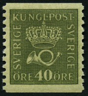 SCHWEDEN 132aI *, 1920, 40 Ö. Olivgrün, Type I, Falzrest, Pracht - Oblitérés