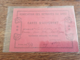 30 Carte D’adhérent Association Des Retraites Du Gard - Mitgliedskarten