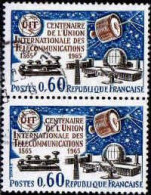 France Poste Obl Yv:1451 Mi:1510 Centenaire De L'UIT Paire (Beau Cachet Rond) - Gebruikt