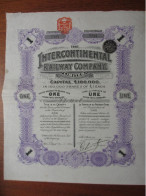 ANGLETERRE - 1905 - THE INTERCONTINENTALE RAILWAY - TITRE DE 1 ACTION DE 1 £ - Autres & Non Classés