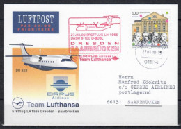 2000 Dresden - Saarbrucken Lufthansa First Flight, Erstflug, Premier Vol ( 1 Card ) - Andere (Lucht)