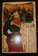 Hans Christiansen Art Nouveau Lady Paris Serie Litho Signed - Christiansen