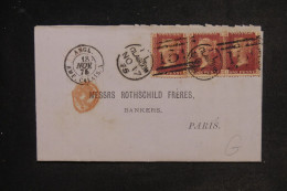 ROYAUME UNI - Enveloppe De Glasgow Pour Paris En 1875 - L 152797 - Briefe U. Dokumente