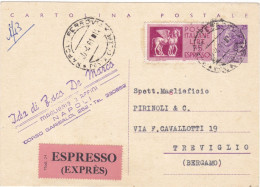 ITALIA - REPUBBLICA - NAPOLI - INTERO POSTALE  - CARTOLINA POSTALE L. 25 - VIAGGIATA PER TREVIGLIO (BG)  -1961 - Postwaardestukken