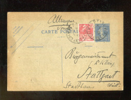 "FRANKREICH" 1931, Postkarte Mit Zusatzfrankatur Ex Colmar Nach Stuttgart (B2123) - Otros & Sin Clasificación