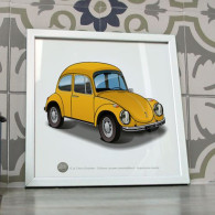 Poster Cox Volkswagen Coccinelle Jaune VW Beetle - Cars