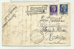 FRANCOBOLLI R.S.I. 50 CENTESIMI E LIRE 1,25 SOPRASTAMPATI SU CARTOLINA UMORISTICA  - VIAGGIATA FP - Express Mail