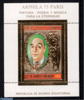 Equatorial Guinea 1975 Pablo Neruda S/s, Gold, Mint NH, History - Performance Art - Nobel Prize Winners - Music - Art .. - Prix Nobel