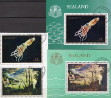 Octupus 1970 Sealand 37+51 Im 2-KB,Blocks 2+4 O 36€ Regionalset UK Gemälde See-Fahrer Admiral Sheets Ss Bf Great Britain - England