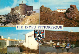 85 - Ile D'Yeu - Multivues - Blasons - Flamme Postale De Fromentine - CPM - Voir Scans Recto-Verso - Ile D'Yeu