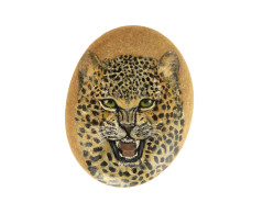 Leopard Hand Painted On A Spanish Beach Stone Paperweight - Paper-weights