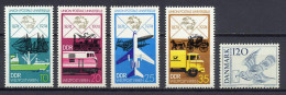 DDR / Denmark 1974 UPU Centenary, Trains, Aviation Etc. 5 Stamps MNH - U.P.U.