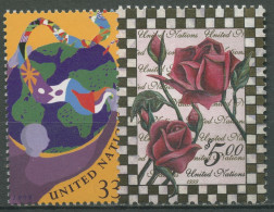 UNO New York 1999 Weltkugel Figur Rosen 805/06 Postfrisch - Unused Stamps