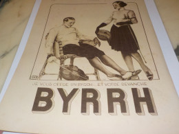 ANCIENNE PUBLICITE ESCRIME ET  APERITIF BYRRH    1932 - Alcohols