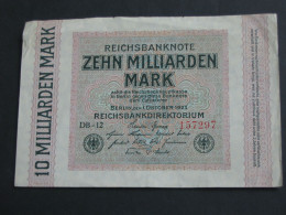 10 Milliaeden Mark - 1923  Reichsbanknote - Germany - Allemagne   **** EN ACHAT IMMEDIAT **** - 10 Milliarden Mark