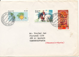 Brazil Cover Sent To Czechslovakia 5-7-1984 Topic Stamps (the Cover Is Cut In The Left Side) - Cartas & Documentos