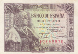 CRBS1276 BILLETE ESPAÑA 1 PESETA 1945 S/C-  - Autres & Non Classés