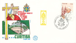 Brazil Cover POPE Johannes Paul II Visit Brazil Curitiba 5-7-1980 With Cachet - Covers & Documents