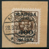 MEMEL 1923 Nr 128 Zentrisch Gestempelt Briefstück Gepr. X478902 - Memel (Klaïpeda) 1923