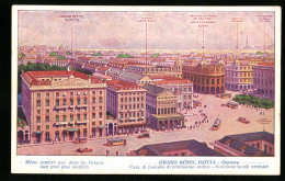 Cartolina Genova, Grand Hotel Isotta, Teatro Carlo Felice  - Genova (Genoa)