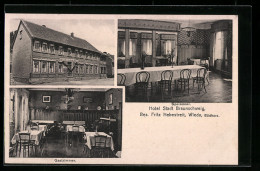 AK Braunschweig, Hotel Stadt Braunschweig, Innenansichten Gastzimmer Und Speisesaal  - Braunschweig