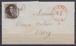 LSC (sans Contenu) Affr. N°3 P14 Càd (centre Décalé) BEAUMONT /27 OCT 1850 Pour Notaire à SIVRY - Boîte Rurale "F" - 1849-1850 Medaillons (3/5)