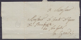 L. Datée 8 Juillet 1787 De POUCQUES (Poeke Aalter) Pour Comte D'Hane-Steenhuyse à GAND - Marque En Creux De Messager - 1714-1794 (Pays-Bas Autrichiens)