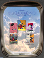 Belgium 2023 100 Years SABENA 5v M/s, Mint NH, Nature - Transport - Various - Elephants - Aircraft & Aviation - Maps - Neufs