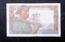 JC, Billet, France, Dix, 10 Francs Mineur, 4-12-1947, 2 Scans - 10 F 1941-1949 ''Mineur''