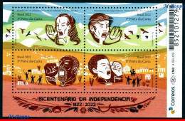 Ref. BR-V2022-12 BRAZIL 2022 - BICENTENARY INDENPENDENCE, PERSONALITIES, S/S MNH, HISTORY 4V - Unused Stamps