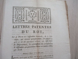 Révolution Lettres Patentes  Du Roi 13/06/1790 Contestations Au Niveau Des Impositions - Decrees & Laws