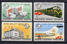 KUT Kenya Uganda Tanzania 1974 UPU Centenary, Aviation, Trains Set Of 4 MNH - U.P.U.