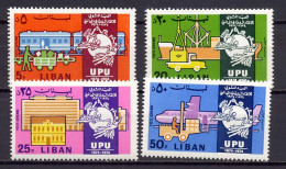 Lebanon 1974 UPU Centenary, Trains, Ships, Aviation Set Of 4 MNH - U.P.U.