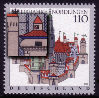 1965II Nördlingen - Plattenfehler Schwarzer Fleck Unten Im Turm, Feld 4, ** - Variétés Et Curiosités