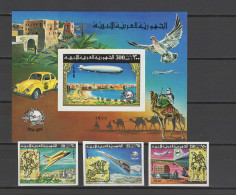 Libya 1977 UPU Centenary, Space, Concorde, Zeppelin Set Of 3 + S/s Imperf. MNH -scarce- - U.P.U.