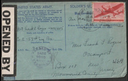 USA WW2 Army Soldier Mail Cover Mailed 1942 Censor - Covers & Documents