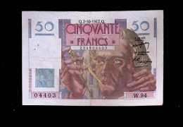 JC, Billet, France, Cinquante, 50 Francs Le Verrier, 2-10-1947, 2 Scans - 50 F 1946-1951 ''Le Verrier''