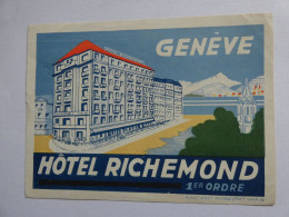 étiquette Hotel Bagage -  Hôtel Richemond Genève Suisse      STEPétiq4 - Etiquettes D'hotels