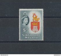 1955 Singapore - SG N° 15,  5 $ Yellow, Red, Brown And Slate-black , MNH** - Other & Unclassified