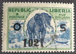 Liberia 1921 Service Official Elephant Surchargé OS 1921 Yvert 132 O Used - Elefantes