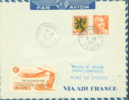 Paris Aviation 7 12 42 Par Avion YT N°602 722 + Vignette Par Voyage D'étude France Antilles Amérique Du Sud Air France - 1927-1959 Lettres & Documents